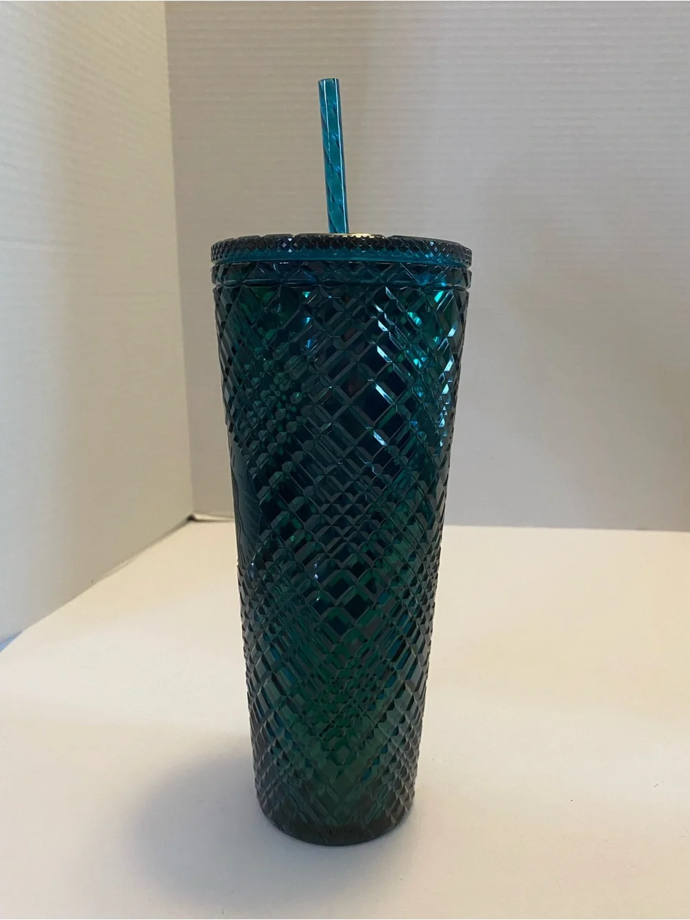 Starbucks Holiday Emerald Green Jeweled Plastic Tumbler Cold Cup 24oz New